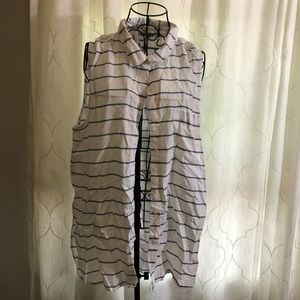 Beach lunch lounge- XL white /blue coverup